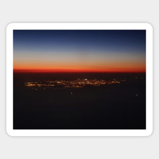 Aerial view of tropical island at sunset Sticker